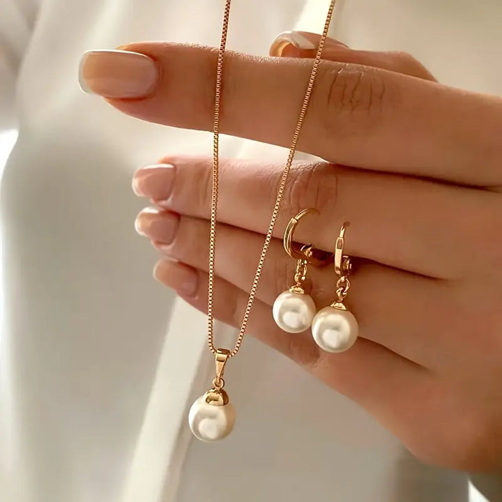 Gold Pearl Jewelry Set