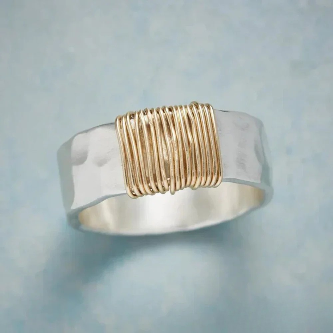 Silver Ring with Vintage Gold Wire