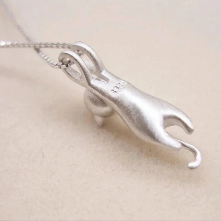 Playful Kitten Necklace in Sterling Silver 925