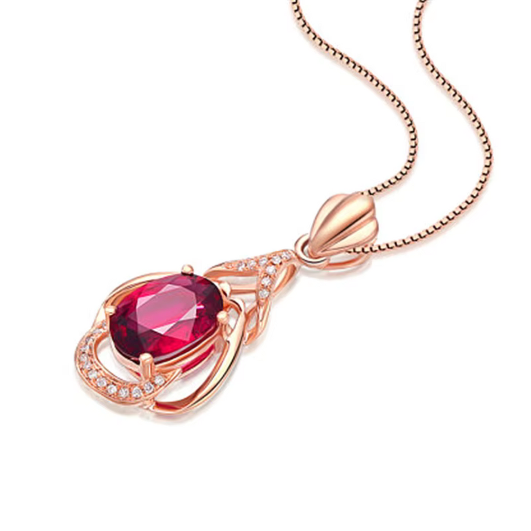 Exquisite Red Crystal Gold Necklace