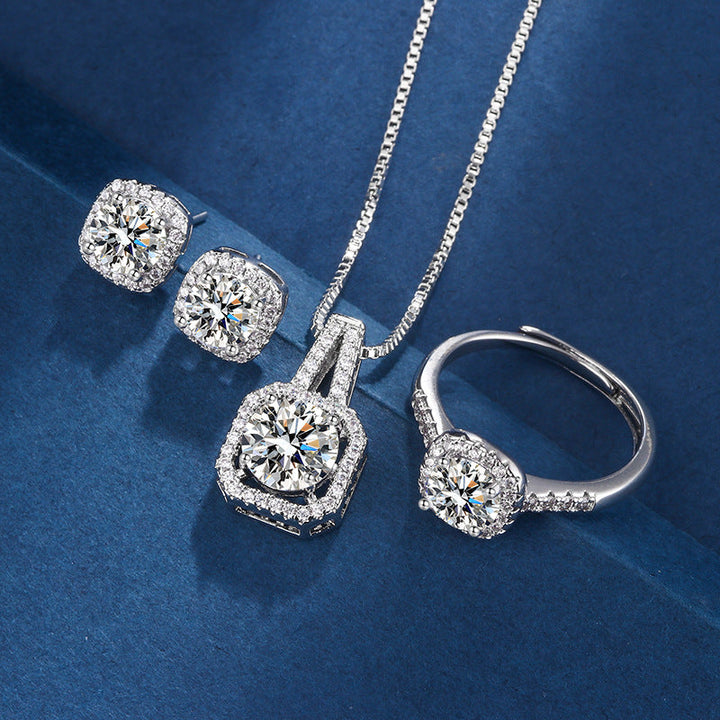 Exclusive White Gold Jewelry Set Aria Radiant Square