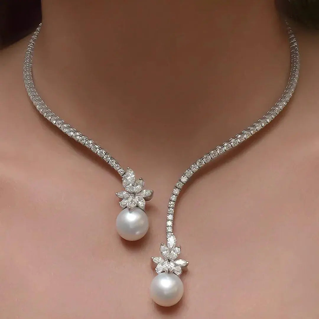 Elegant and Shiny Necklace with Sterling Silver Pearls
