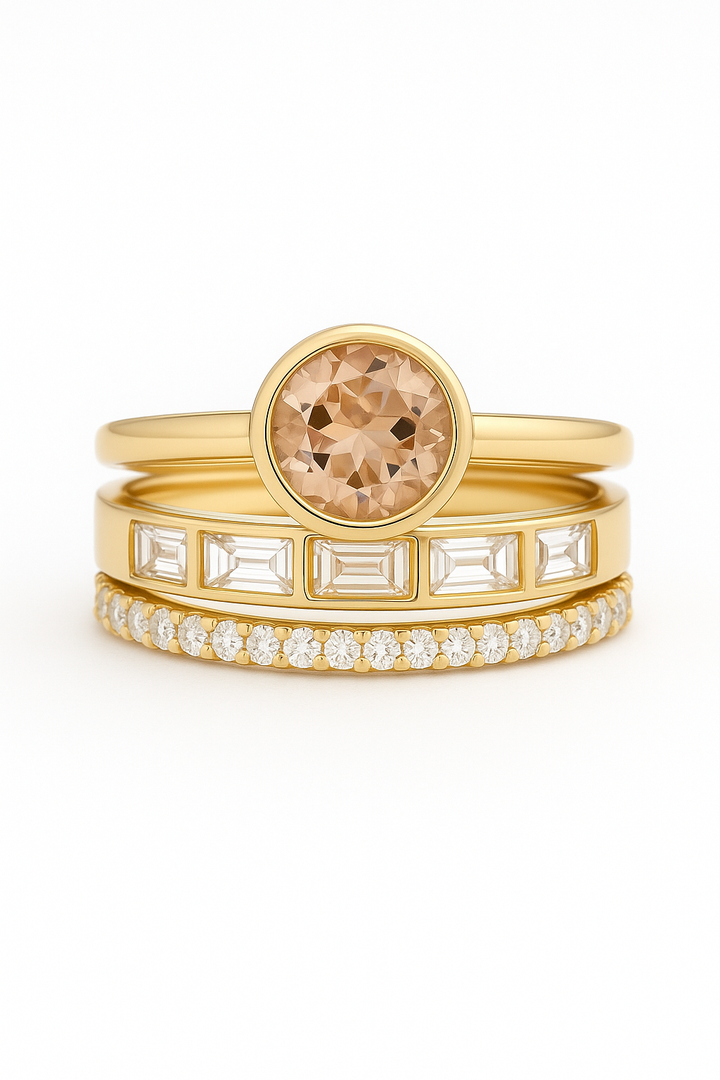 Elegant Golden Crystal Ring