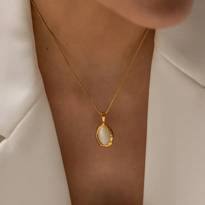 Oval Opal Cat's Eye Gold Plated Necklace
