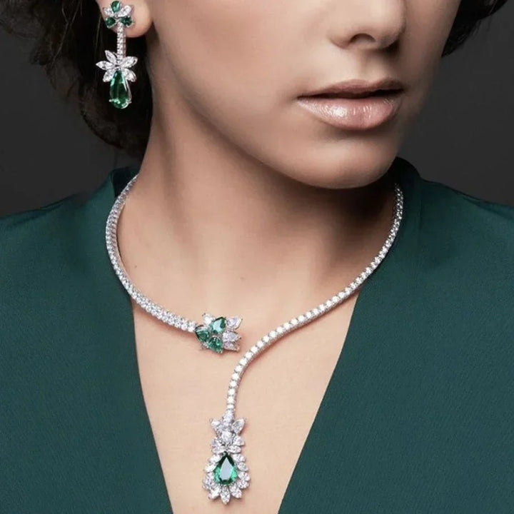 Vintage Emerald Flower Necklace