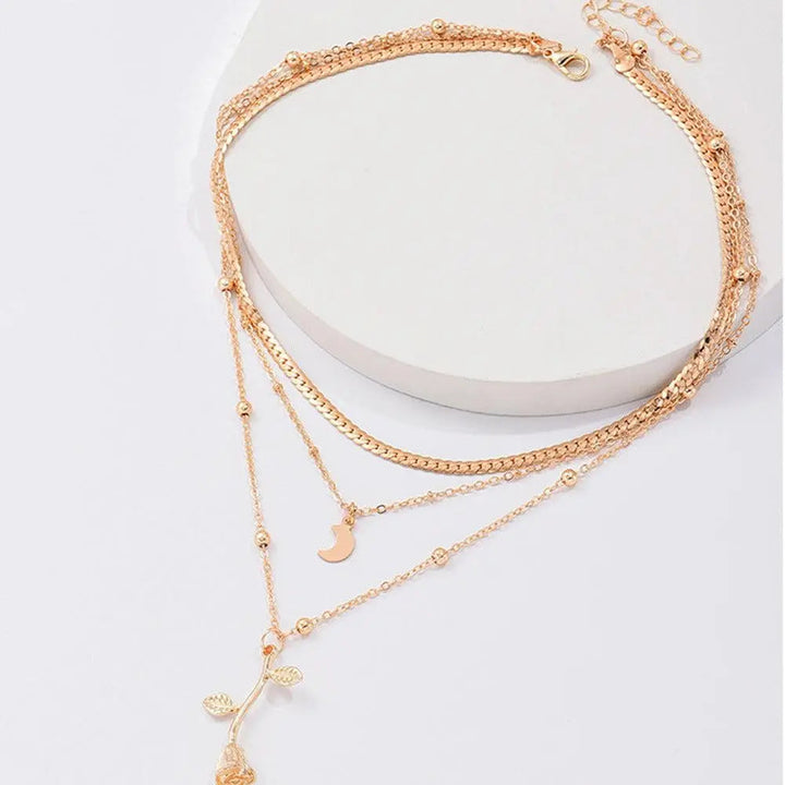 Sophisticated Rose Gold Pendant Necklace Set