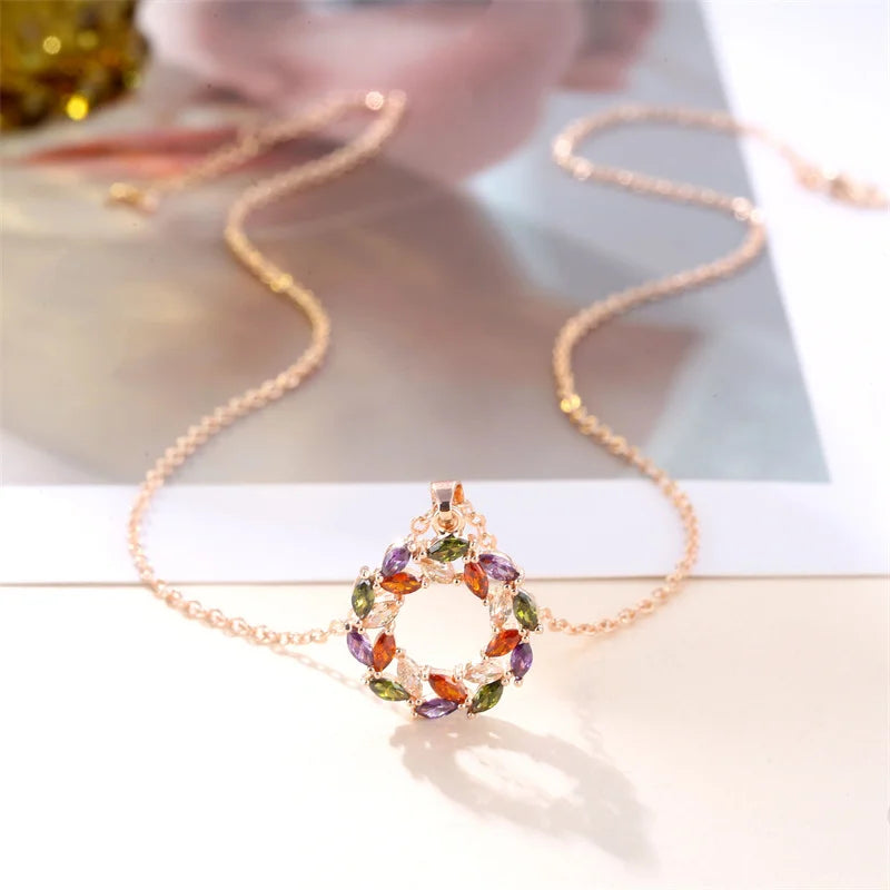 Sparkling Rainbow Charm Necklace