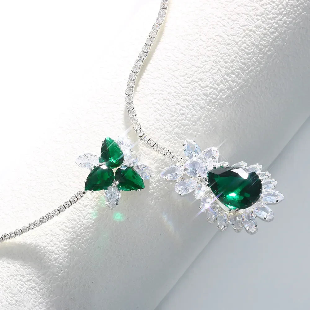 Vintage Emerald Flower Necklace