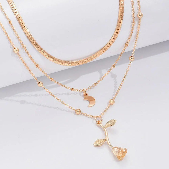 Sophisticated Rose Gold Pendant Necklace Set