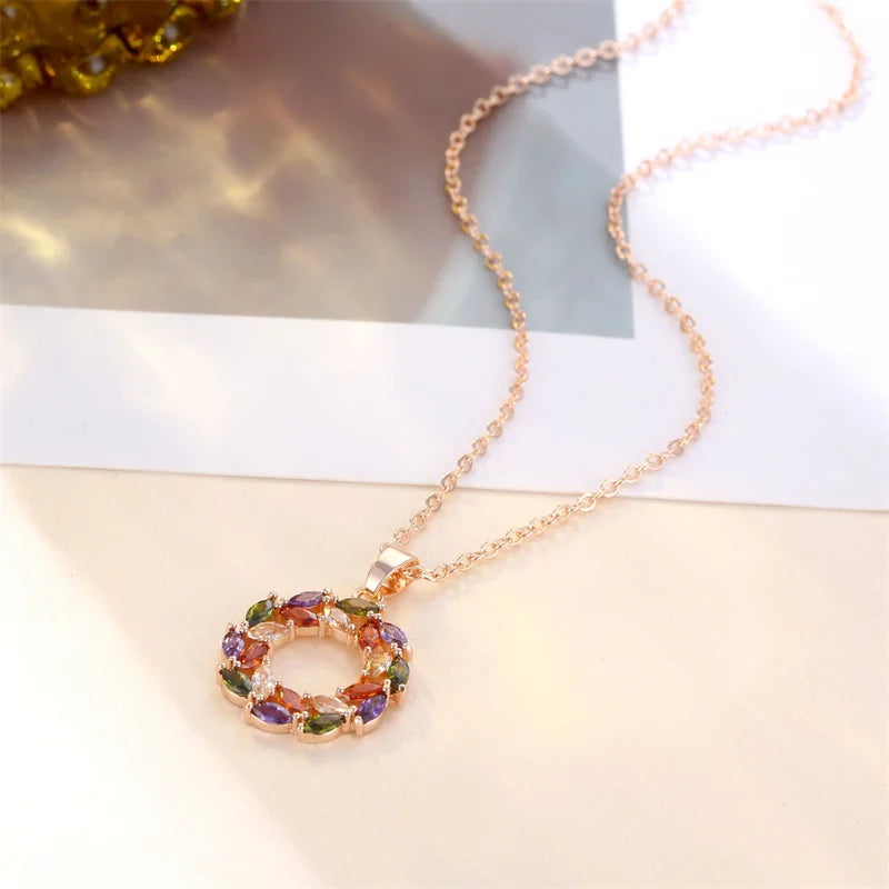 Sparkling Rainbow Charm Necklace