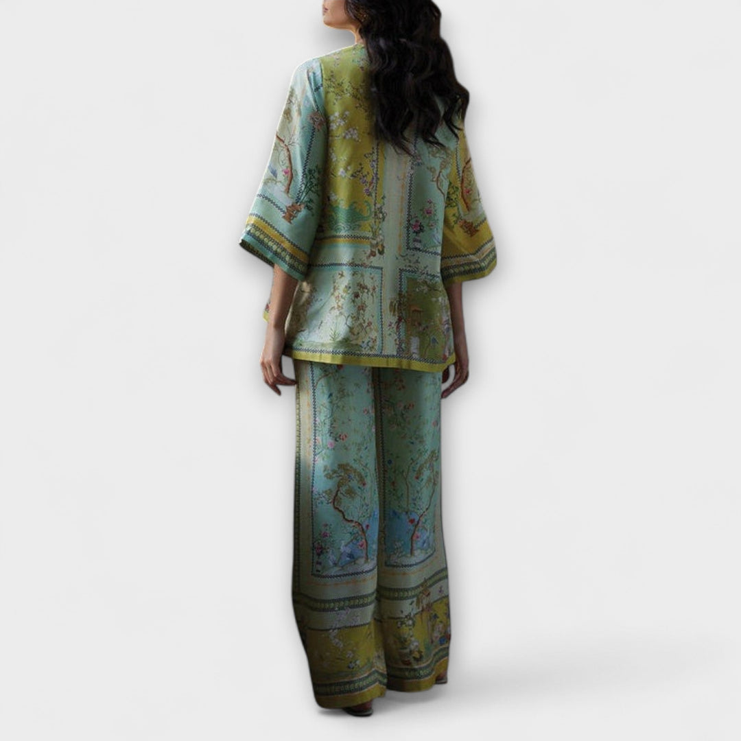 Maria - Digital Print Set with Trumpet Sleeves