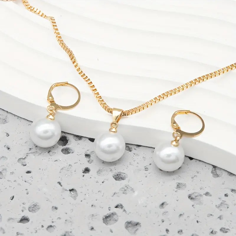 Gold Pearl Jewelry Set