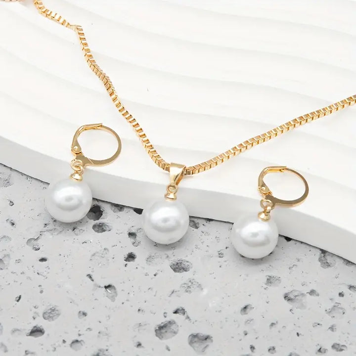 Gold Pearl Jewelry Set