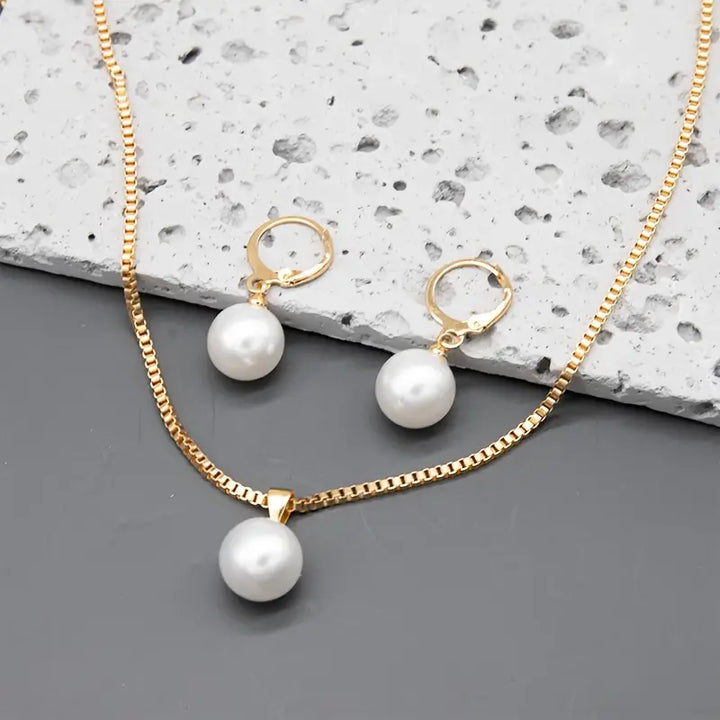 Gold Pearl Jewelry Set